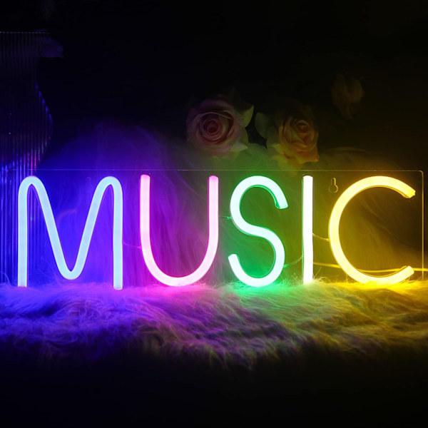 Neon Lys Musik Neon Skilt Til Vægindretning Farverige Bogstaver Neon L