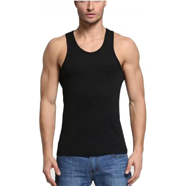 3 stk. Sommer Herre Bomuld Komfort Sort Undershirt (L Størrelse) Herre Ærmeløs Top Casual Shi