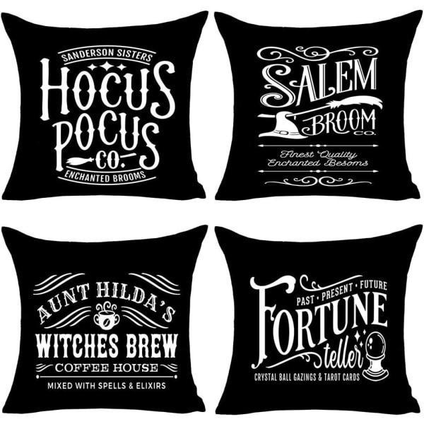 Hocus Pocus Halloween Pillow Covers 18x18 Set of 4,Halloween Deco