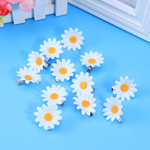 12 stk. Daisy hårklemmer søde små blomster hårnål blomster hårklemme flerfarvet hår bar C