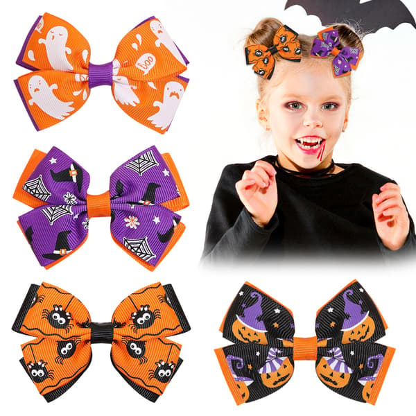 Halloween-hårtilbehør for barn, gresskarflaggermusmønsterhodeplagg