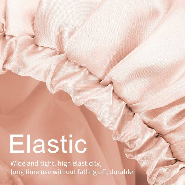 (Rosa) 1 stk ensfarget polyester oversized dusjhette, sløyfe dobbeltlags gjenbrukbar dusjhette,