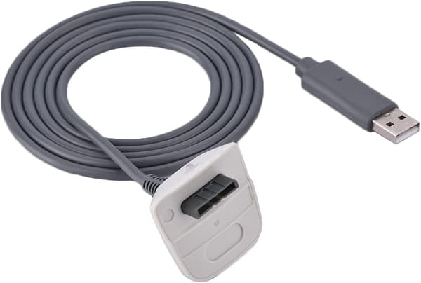 USB-opladningskabel (grå), 1,5 m trådløs spilcontroller hurtigt opladerkabel til Xbox 360