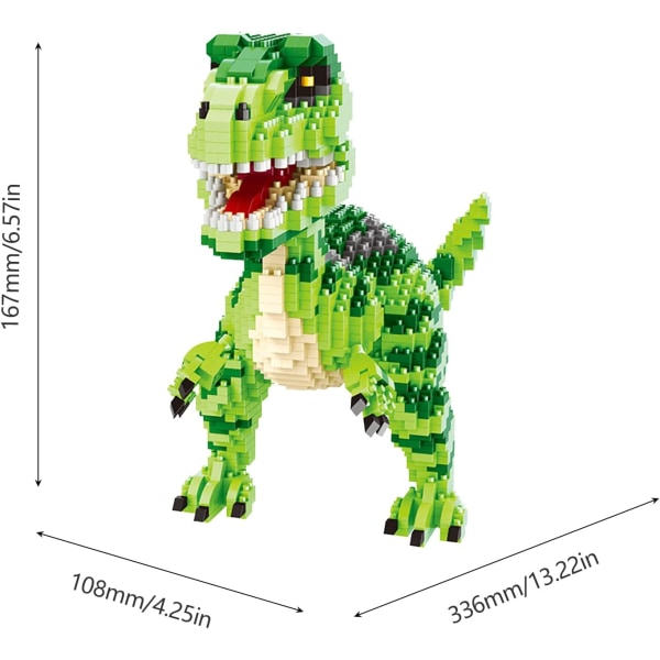 1457 stk. Mikrobyggeklodser Legetøj, Mini Dinosaur Sten, Byg E