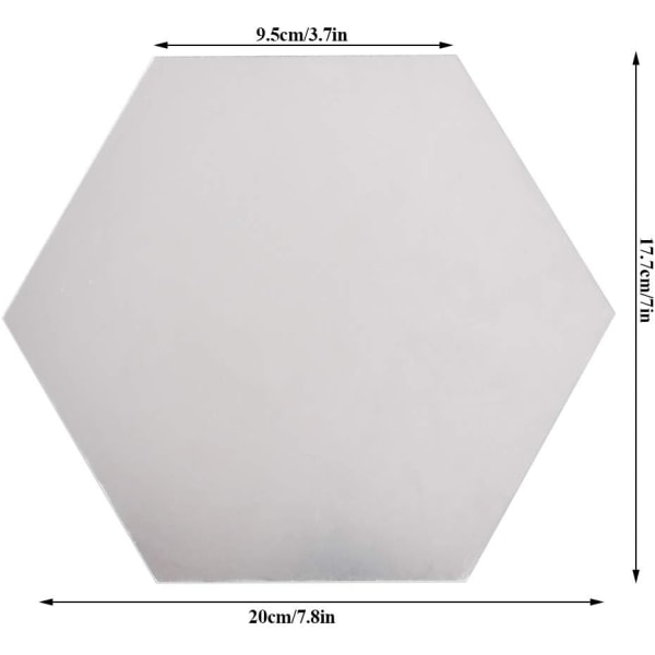 12 stk 10 cm sekskantet speil veggklistremerke, DIY dekorativ 3D Hexa