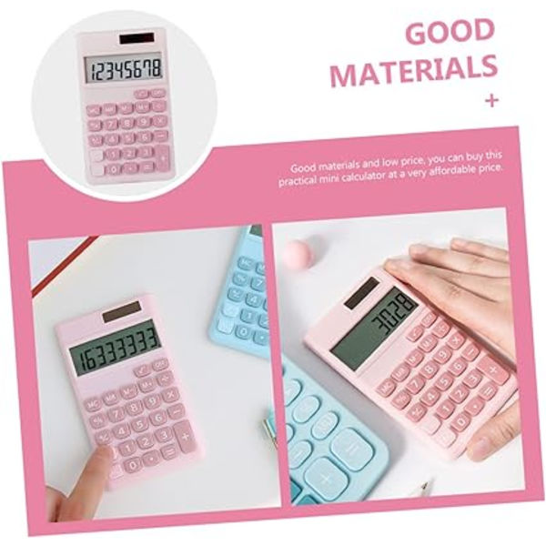 (Pink) Mini Solcomputer, Grundlæggende Lommeregner, Simpel Grafregner