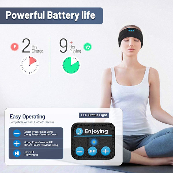 Unihiuspanta Bluetooth-urheilukuulokkeet, langattomat urheiluhiuspanta