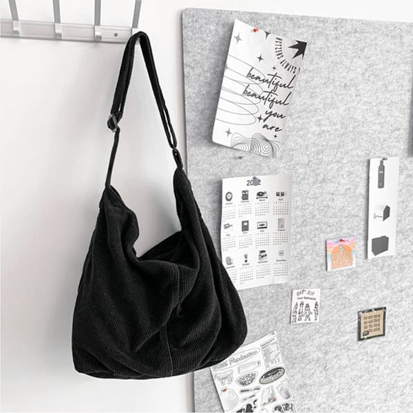 Svart Tote Bag Unisex Casual Handväska Stor Handväska Handväska Mode