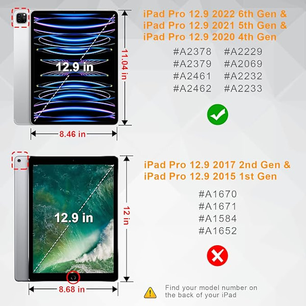 Svart, Fodral för iPad Pro 12.9 Tum 2022/2021/2020/2018 (6:e/5:e/4:e/3:e Generationen) - [Pennförvaring] 360° R