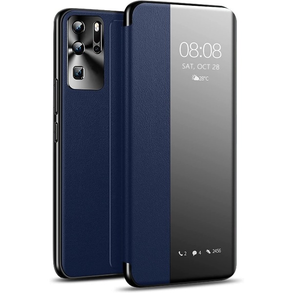 Huawei P30 Pro Case, Smart View Leather Flip Case, [Mjukt silikon