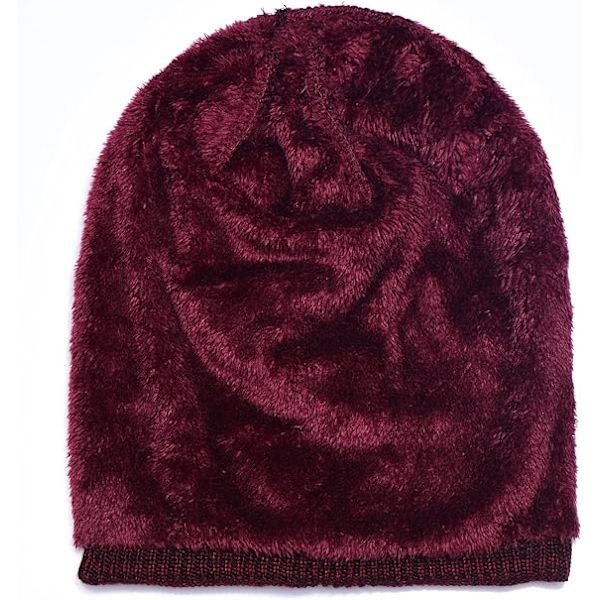 Dam vinter mössa slouch beanie ull mössa med varm fleecefoder
