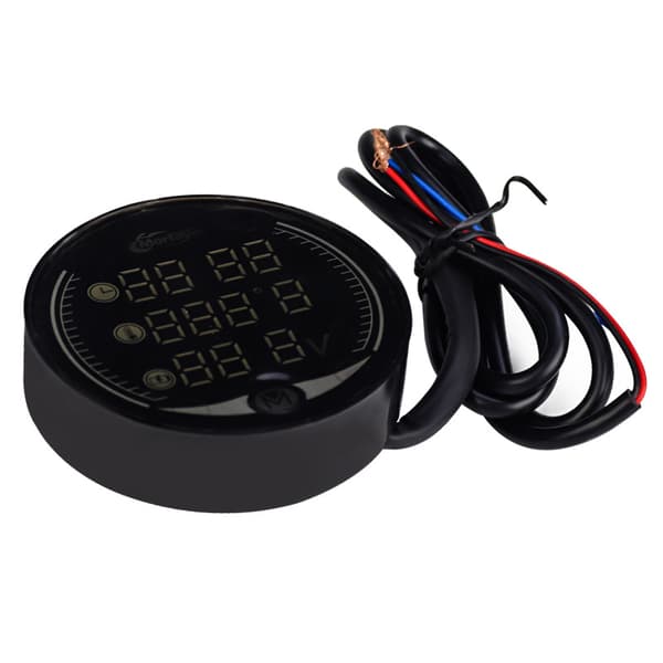 3 i 1 Motorcykel LED Digital Termometer Voltmeter Temperatur Tidsmåler