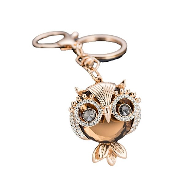 Zink Legering Krystal Ugle Sød Rhinestone Nøgle Taske Spænde Bil Vedhæng Nøglering S