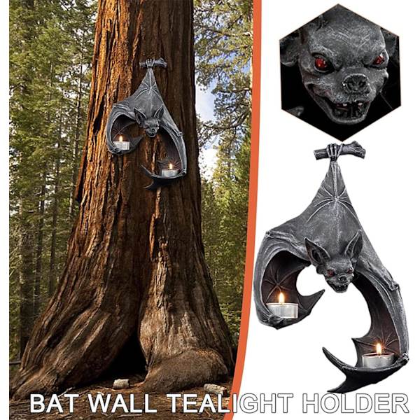 Fladdermus Vägg Tealight Sconce Ljusstake Fladdermus Hållare Väggdekor Goth