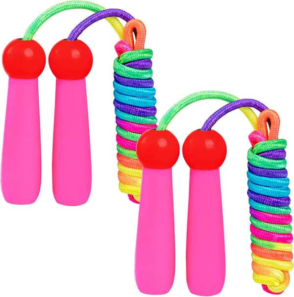 Hopprep för barn (röd), [2-pack] Justerbar bomullsrep med Wo