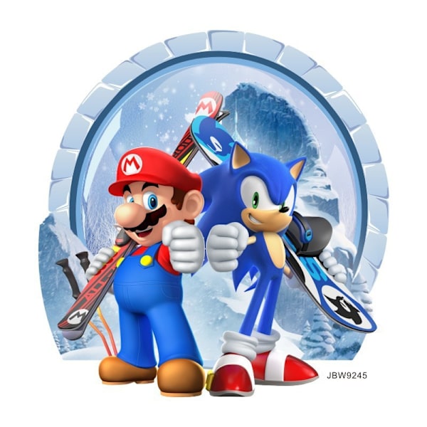En bit 32 × 30,6 cm 3D trasig vägg Mario barnrumsväggdekorationsklistermärken, Super Mario väggdekoration appliceras t