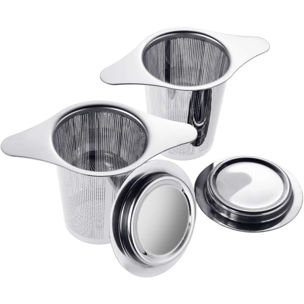 2 st te-filter med fina hål i rostfritt stål
