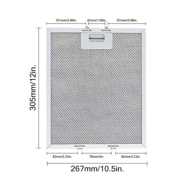 2x metal fedtfiltre til emhætte 305mm x 267mm. Kompatibel med AEG, Whirlpool og andre.