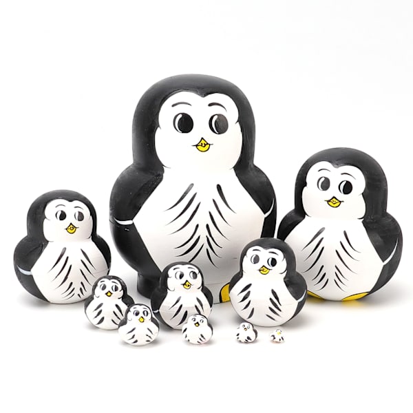 Sats med 10 stycken ryska dockor, Matryoshka, handmålade i trä L