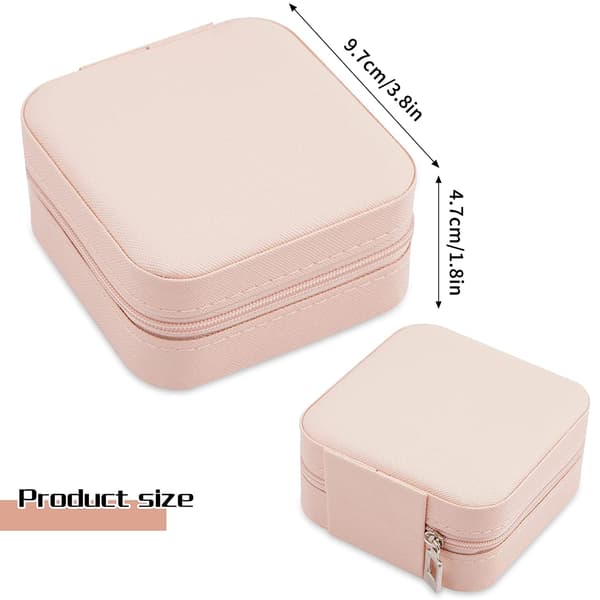 2 stk. Bærbare Smykkeskrin for Reise, Lærringboks for Jenter og Kvinner (Pink)