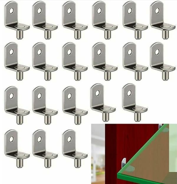 6MM Hyldebeslag 20 Styk Nikkelstål Hyldebeslag C