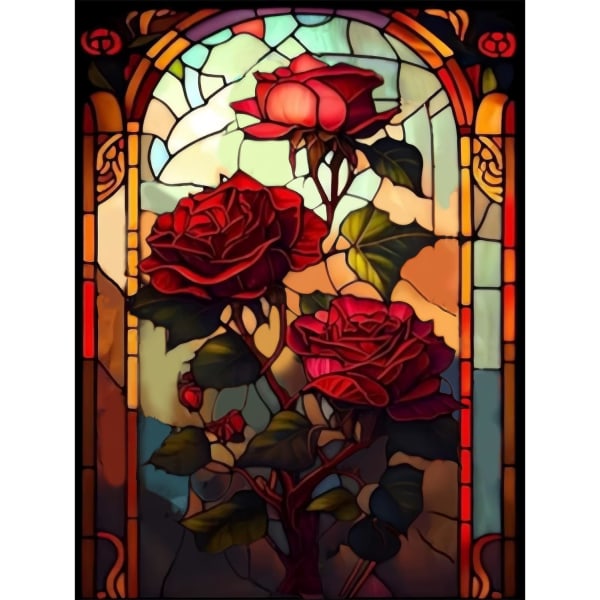 30x40 cm (rose) DIY Paint-Flower Canvas Diamond Painting Art Kit for