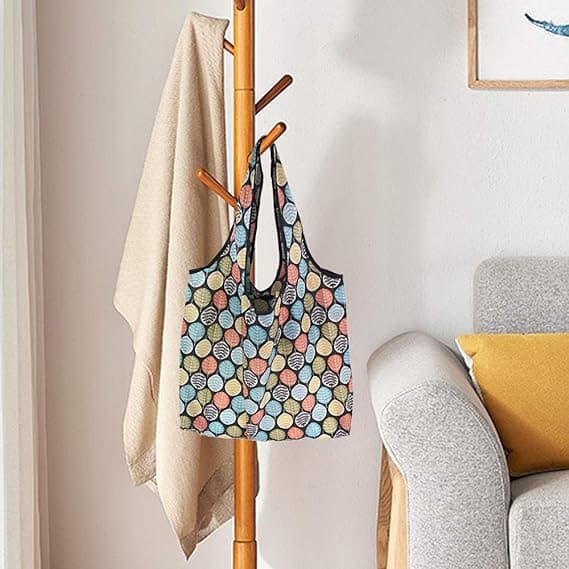 Tote bag Canvas bag Handleposek Foldbar Blomsterstoff Gjenbrukbar