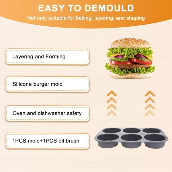 Hamburgerbolleform, Rund silikone burgerbolleform 10 cm Ø - Til