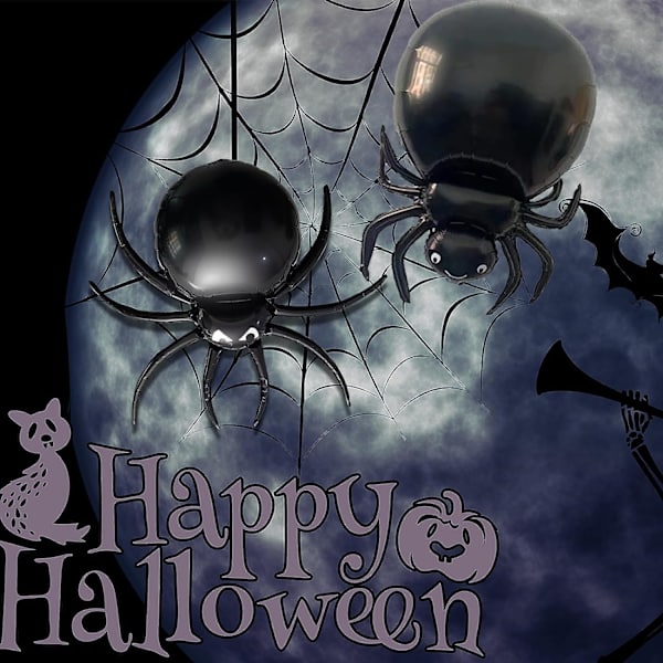 Halloween edderkopp folie ballonger Halloween festdekorasjoner 5PCS gigantiske sorte edderkopp ballonger for barn