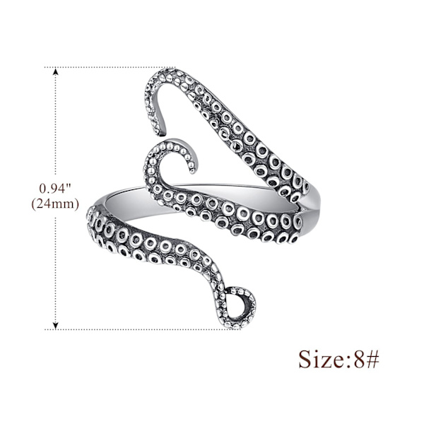 Nyhet Lång Finger Ring för Kvinnor Flickor, Storlek Justerbar Cool Octopus, Charm Leaf Style, Guld/Plati