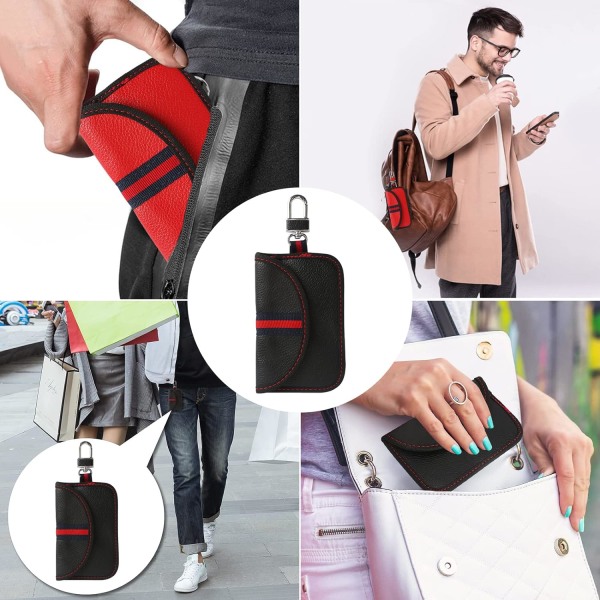 2 stk. Anti RFID bilnøgleetui, Signalblokerende Faraday pungpose, A