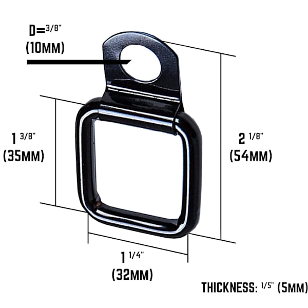 6-pack D-ring-set för fastsättning, lätta att installera lastöglor för lastbilar, tunga F