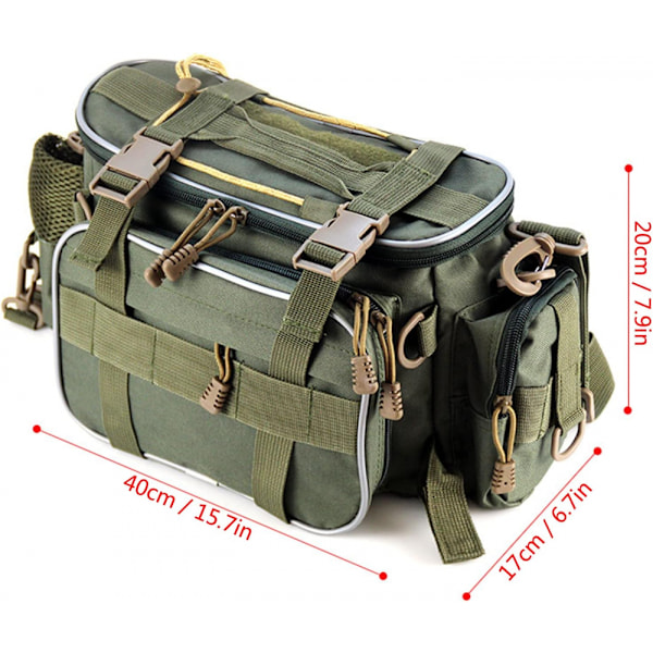 Fiskegrejstaske (Army Green) Fiskegrej Opbevaringspose Organizer Taljepose Messenger Taske Håndtaske