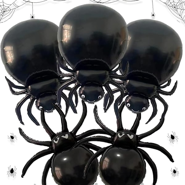 Halloween edderkopp folie ballonger Halloween festdekorasjoner 5PCS gigantiske sorte edderkopp ballonger for barn