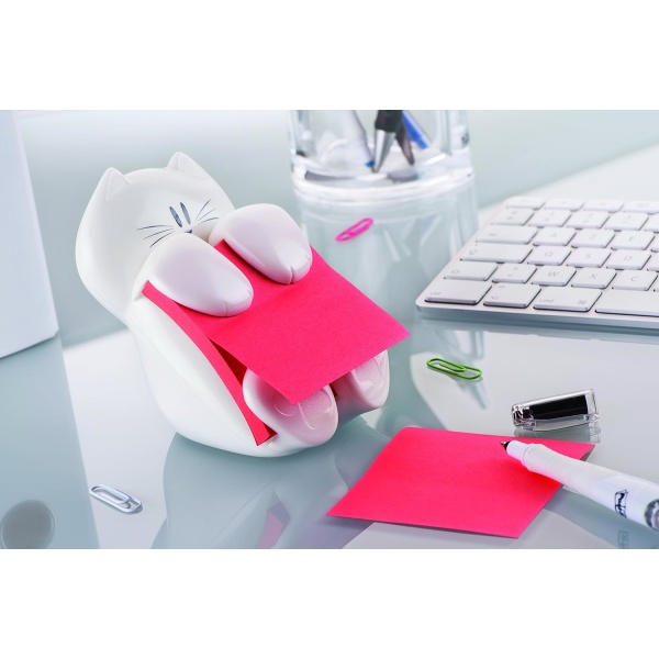 Dispenser, Katteform med 1 blok Post-it Z-Notes, Pink Farve -