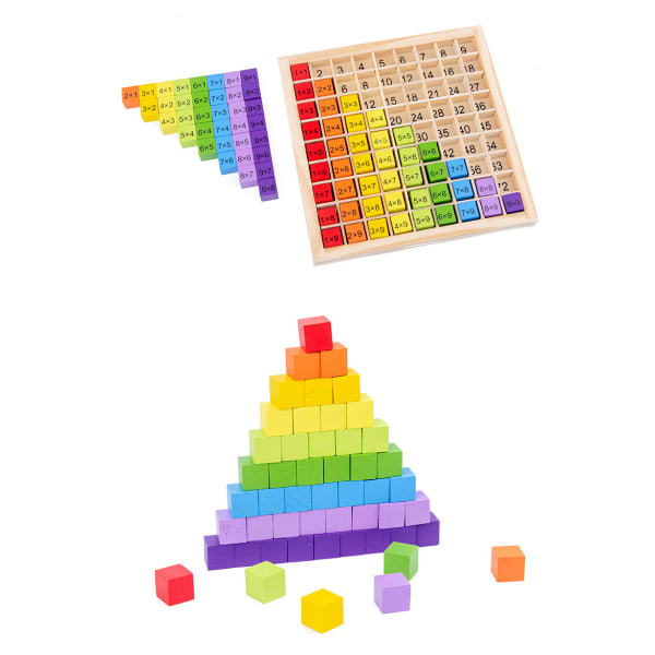 Matematik 1x1 Bräde för Pojkar och Flickor, Barn 3 År och Uppåt, Pedagogisk Staplings- och Sorteringsbräde, Trä N