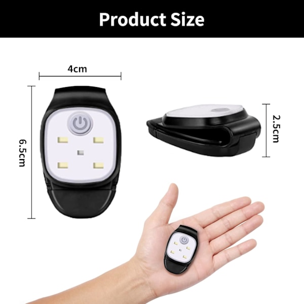 Clip-on löpljus, 2 stycken USB-uppladdningsbara LED-pannlampor,
