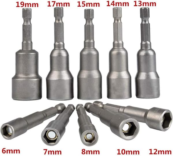 10 stk magnetisk skrutrekker socket: magnetisk bit for Impact Dr