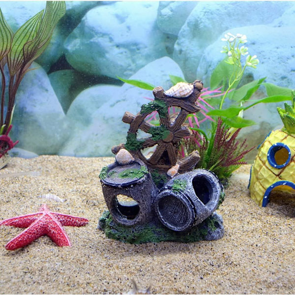 Trefisk akvarium ornament, akvarium harpiks hule ornamenter fisketank dekorasjoner hule dekor landskapsarbeid