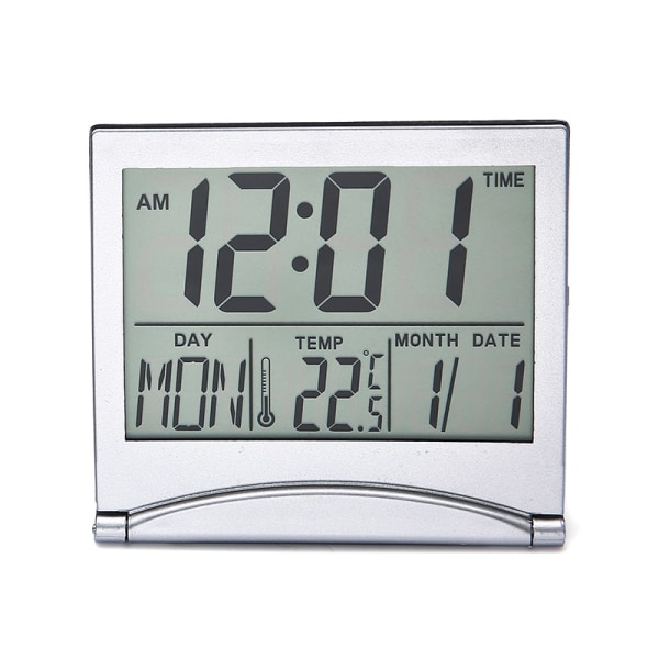 Hopeinen digitaalinen herätyskello LCD lämpötilan näyttöpöytä by