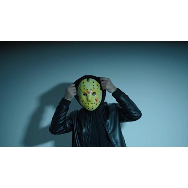Gul skräck Jason mask Vuxna skräckmask Hockey Halloween Hacker Maskerad Läskig Herr Dam