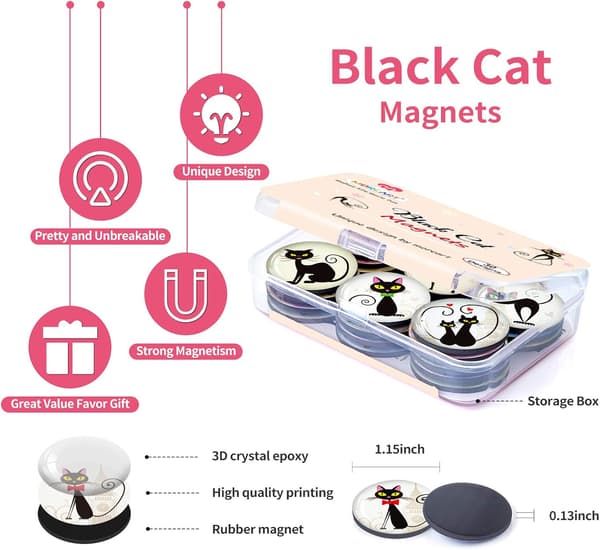 Sæt med (30 katte) køleskabsmagneter til køleskab, søde og dekorative