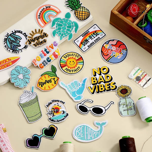 20 stk. Vintage Applikation Stryge-på Patches Sy-på Applikation Hippie O