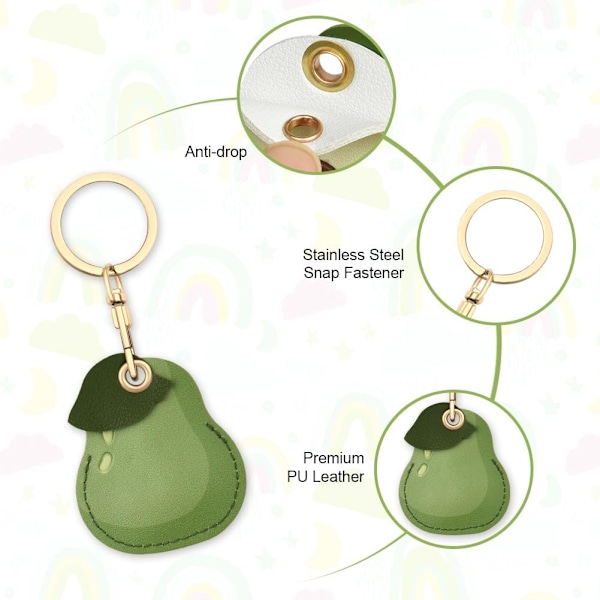 Airtag Nøglering, Sød PU-Etui [Adgangskontrol Nøglering] (Airtag ikke inkluderet) (Avocado Stil)