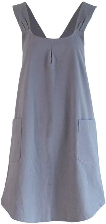 Grå 1 stk One size ingen slips forkle Bomullsforkle Store lommer Dame retro forkle