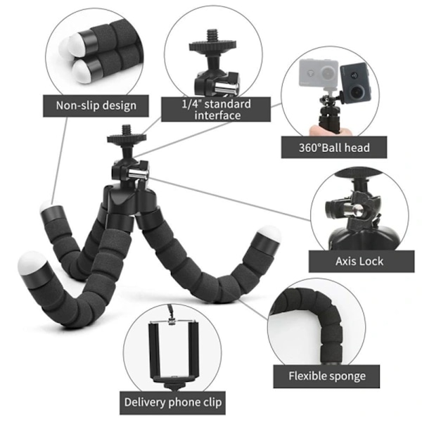 Rød fleksibel tripod / kamerastativ til mobiltelefon