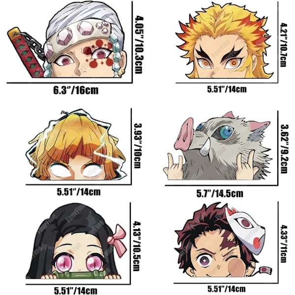 6 KPL Anime Auto Tarrat Slayer Demon Rengoku Auto Tarvikkeet Uzu