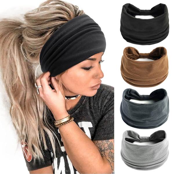 Hårband i Kaffe Färg - Perfekt för Yoga, Stil, Sport, Resor - Multi-Stilar Hårtillbehör - Brett Hårband för Flickor X