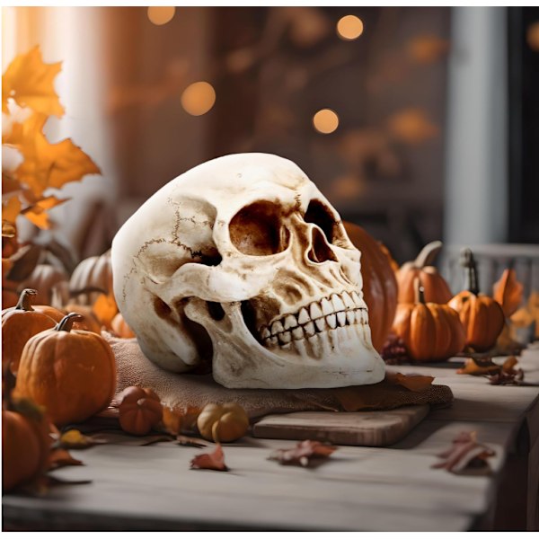 Elävän kokoinen kallo - Klassinen, Halloween-kallon koristelu, aikuisten koko