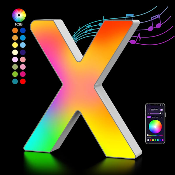 Ljusbokstäver USB-drivna, LED-bokstavslampor färgväxlande bokstavsskylt present - X X